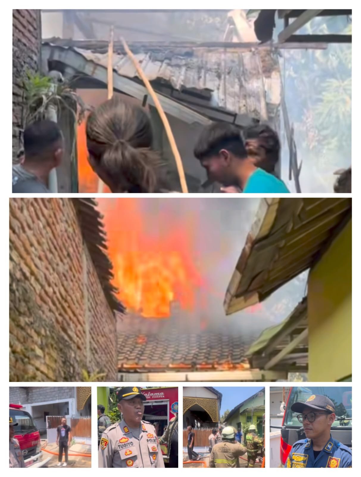 Rumah warga Ngadirejo Kartasura terbakar dan petugas pemadam kebakaran melakukan penanganan