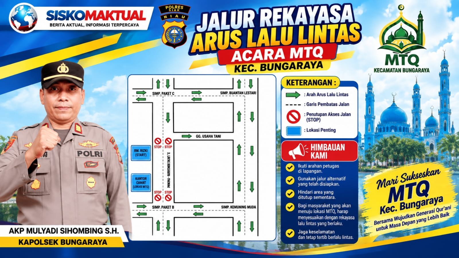 Rekayasa lalu lintas MTQ Bungaraya di jalur Bungaraya Pakning