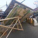 Reklame Cluster NUSA DUA Griya Artha Sukasari Roboh di Jl. Raya Mauk Sepatan, Diduga Keropos
