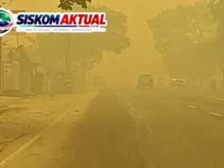 Kondisi jalan di Palangka Raya saat anggota SISKOM-PN memantau kabut asap